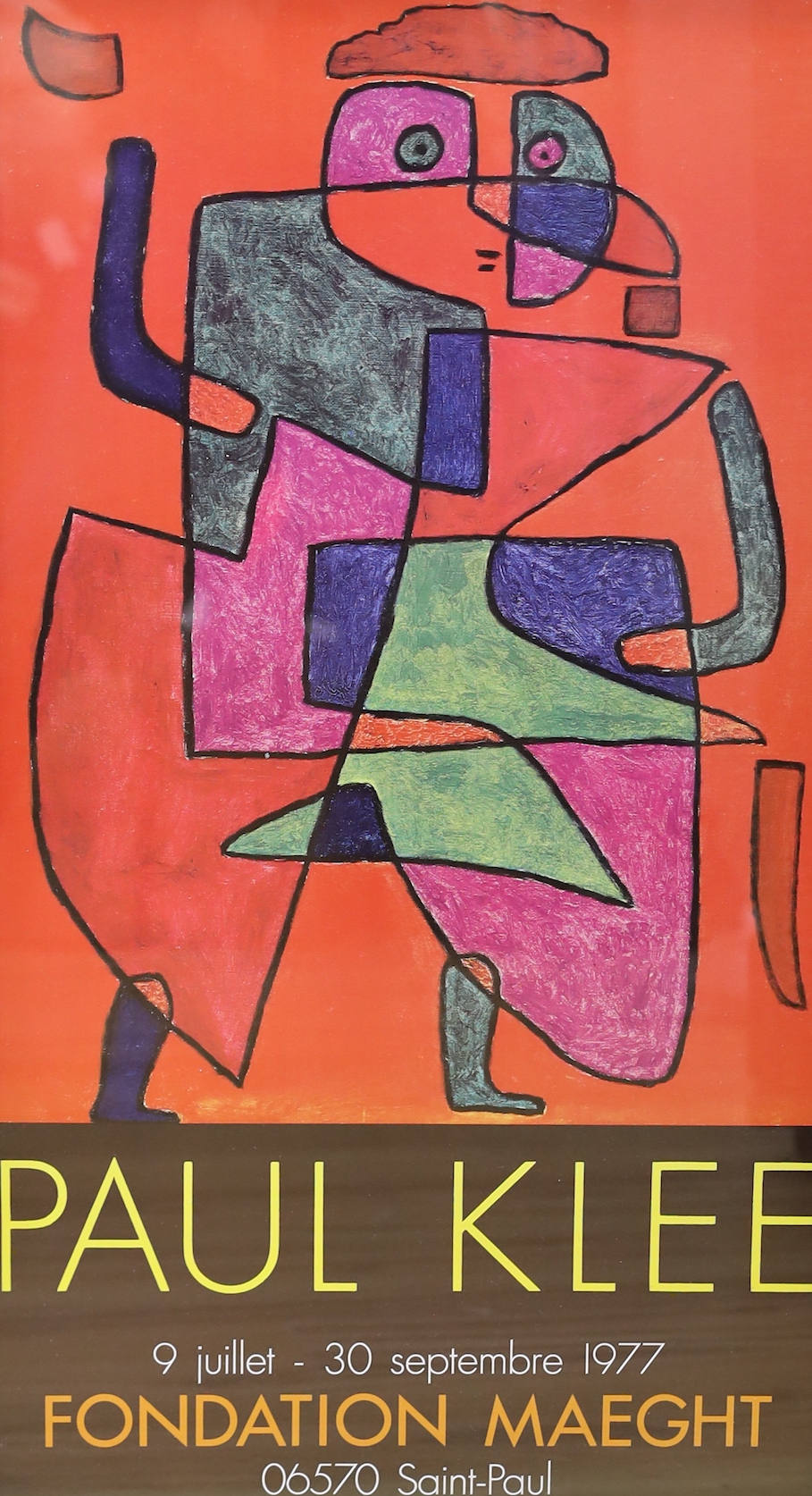 Paul Klee 1977 and Braque 1980 framed vintage posters, one Maeght Editeur, Imprimeri Arte, largest 86 x 37cm